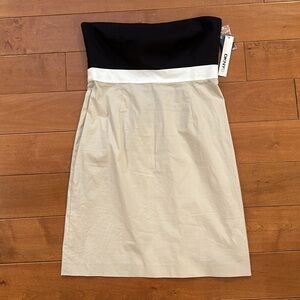 NWT- DKNY Dress - strap/strapless - Size 12 - Black/White/Beige block colors